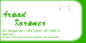 arpad korpner business card